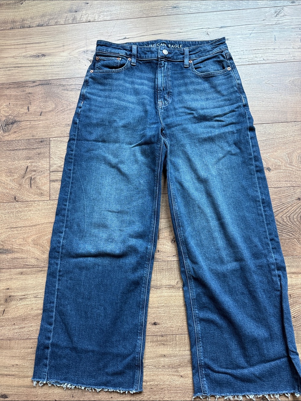 American Eagle Outfitters Stretch Wide Leg Dark Blue Jeans